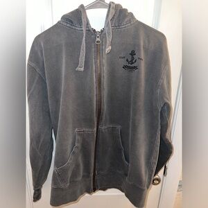 Gray Zip-Up Hoodie with Anchor Logo